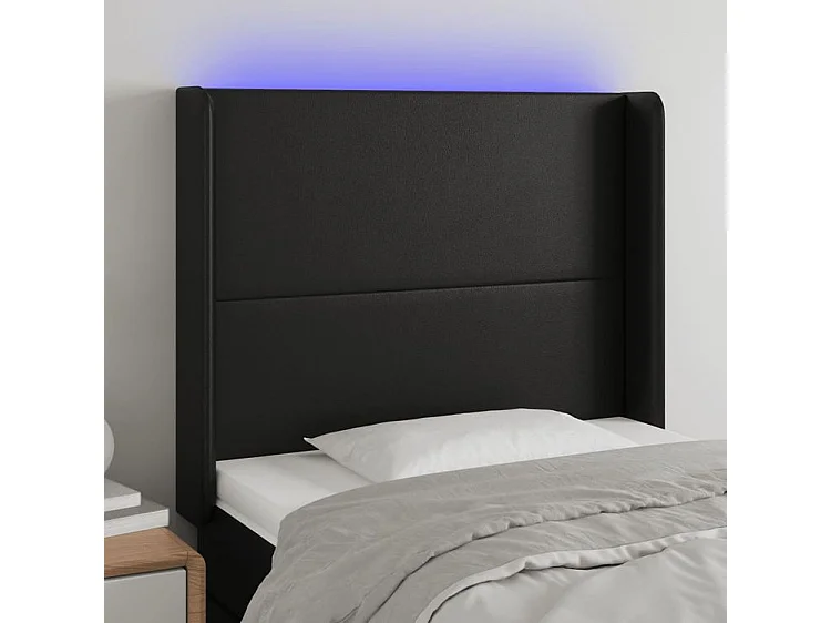 Tête de lit à LED Noir 103x16x118-128 Similicuir