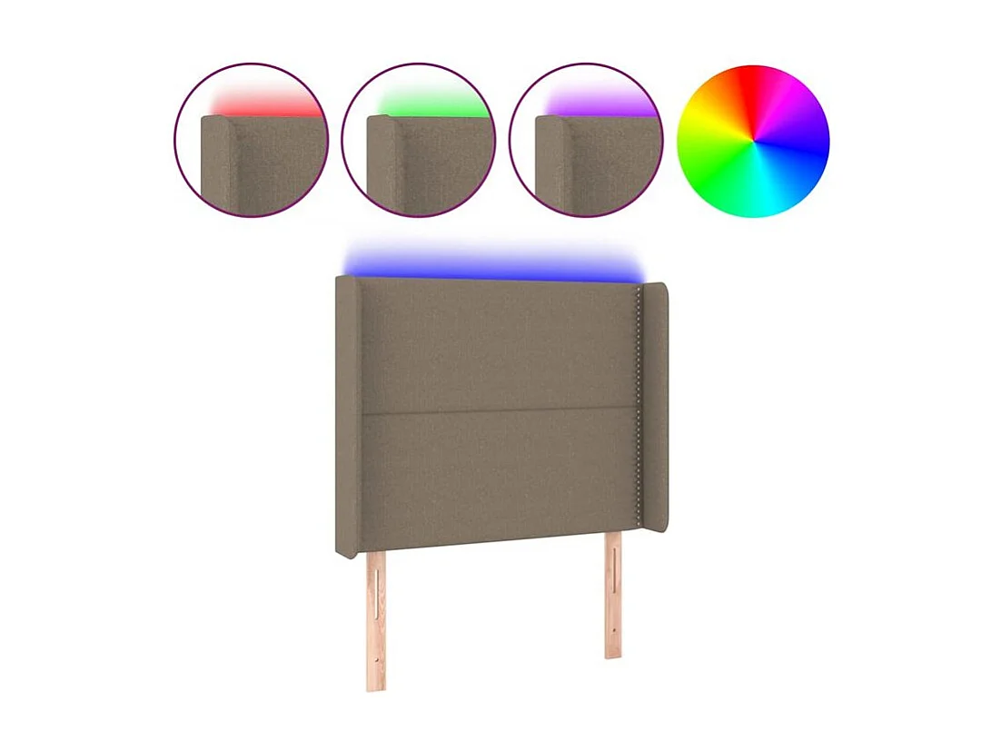 Tête de lit à LED Taupe 103x16x118-128 Tissu