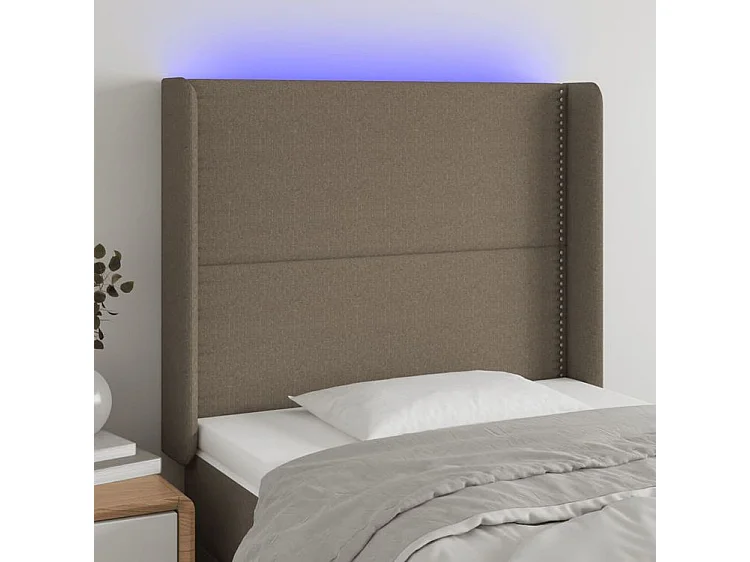 Tête de lit à LED Taupe 103x16x118-128 Tissu
