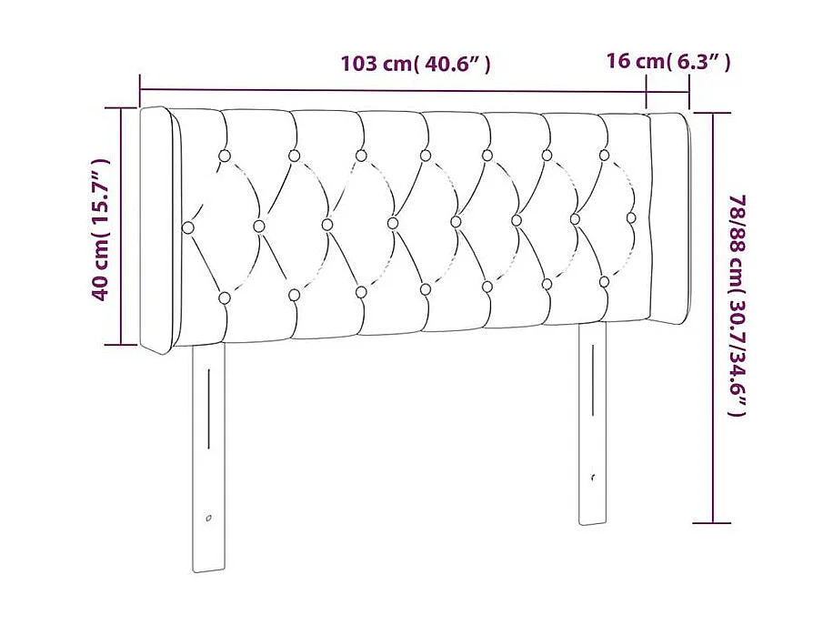 Tête de lit à LED Crème 103x16x78-88 Tissu
