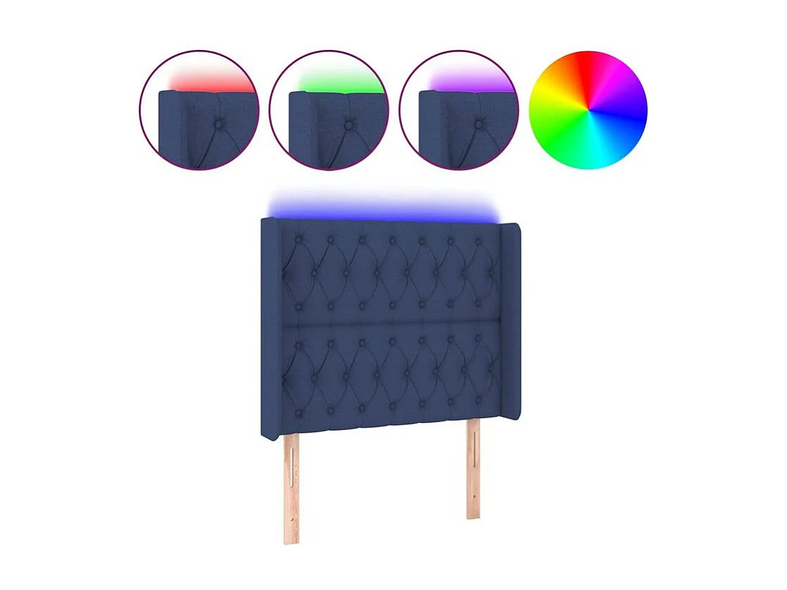 Tête de lit à LED Bleu 103x16x118-128 Tissu