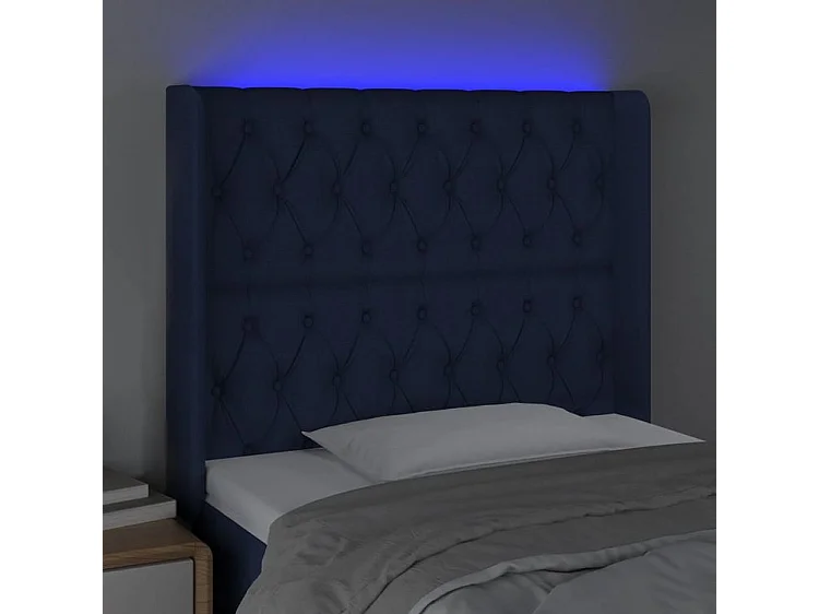 Tête de lit à LED Bleu 103x16x118-128 Tissu