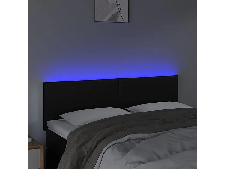 Tête de lit à LED Noir 144x5x78-88 Similicuir