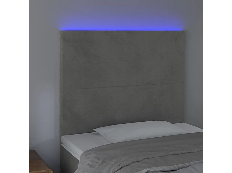 Tête de lit à LED Gris clair 90x5x118-128 Velours