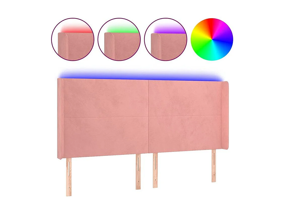 Tête de lit à LED Rose 183x16x118-128 Velours
