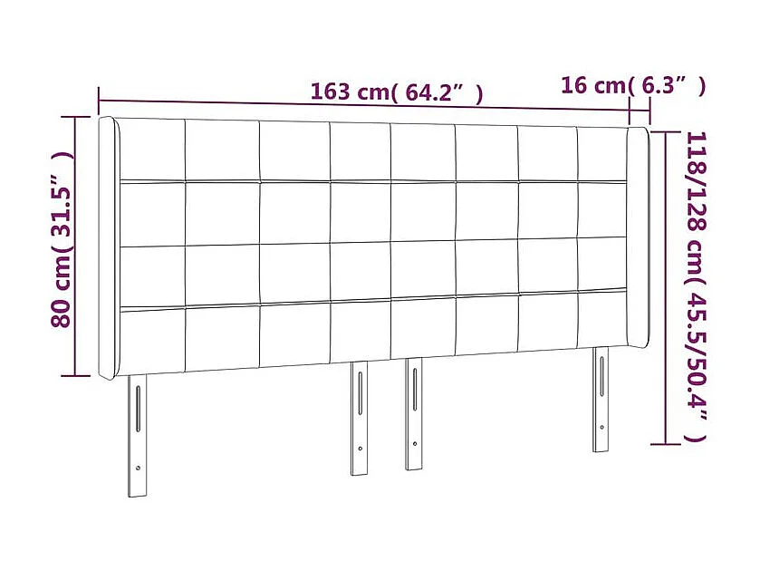 Tête de lit à LED Rose 163x16x118-128 Velours