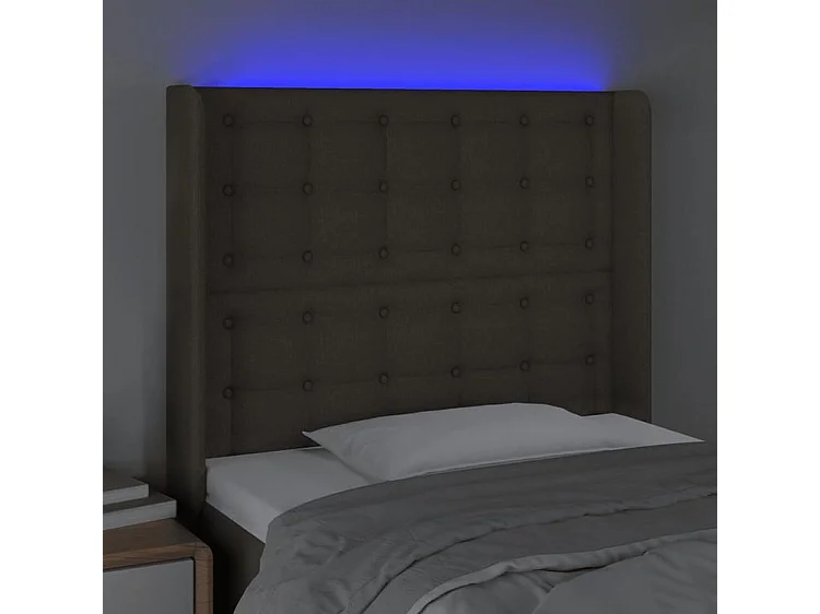 Tête de lit à LED Taupe 83x16x118-128 Tissu