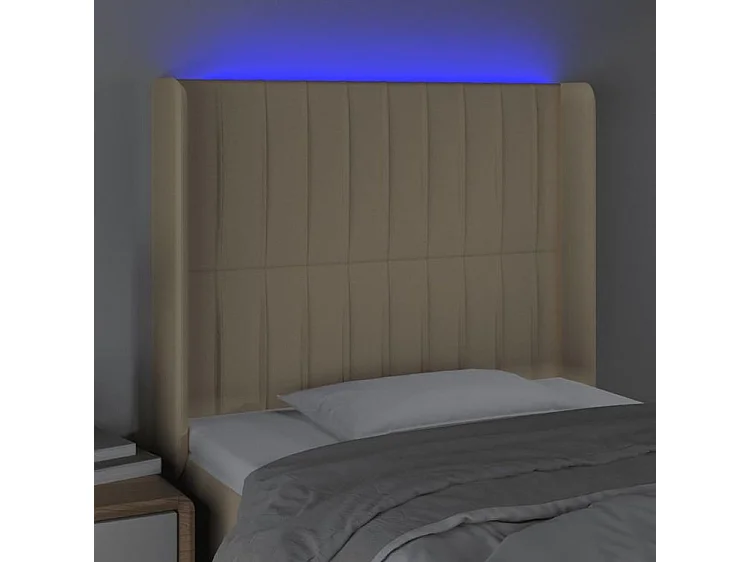 Tête de lit à LED Crème 83x16x118-128 Tissu