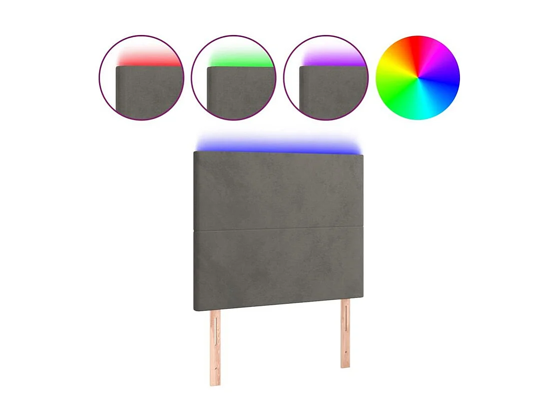 Tête de lit à LED Gris foncé 90x5x118-128 Velours