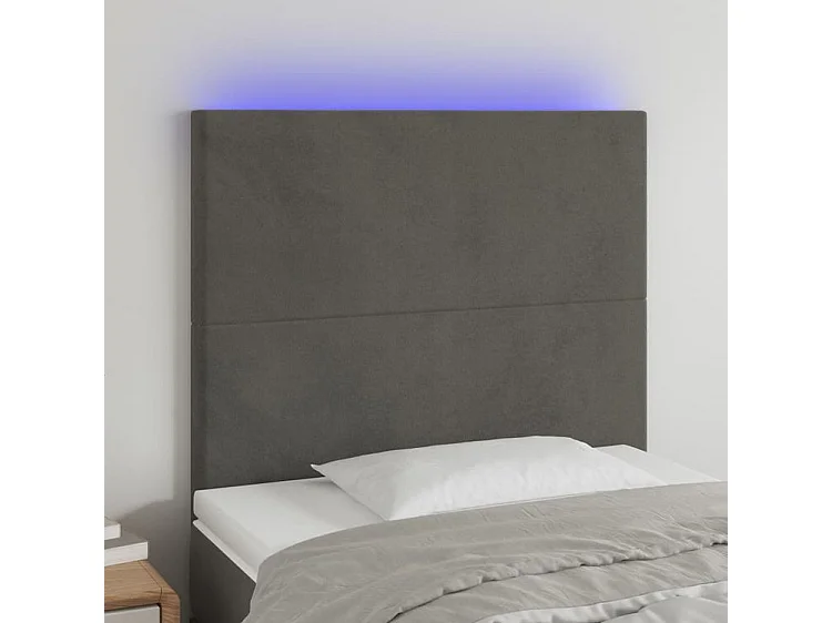 Tête de lit à LED Gris foncé 90x5x118-128 Velours