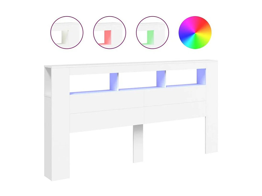 Tête de lit à LED blanc 200x18,5x103,5 bois d'ingénierie