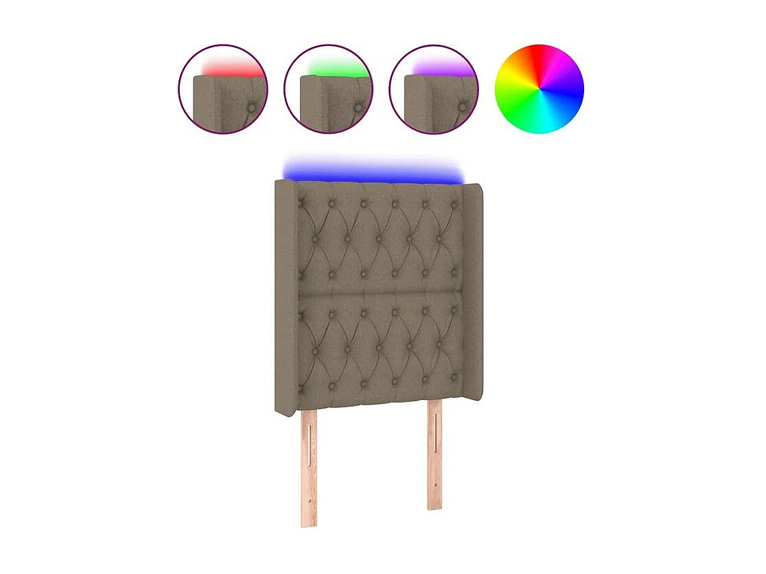 Tête de lit à LED Taupe 83x16x118-128 Tissu