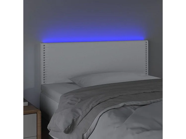 Tête de lit à LED Blanc 100x5x78-88 Similicuir