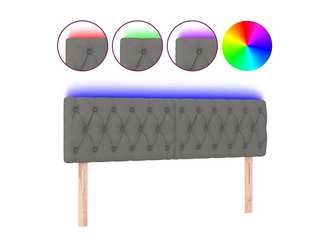 Tête de lit à LED Gris foncé 160x7x78-88 Tissu