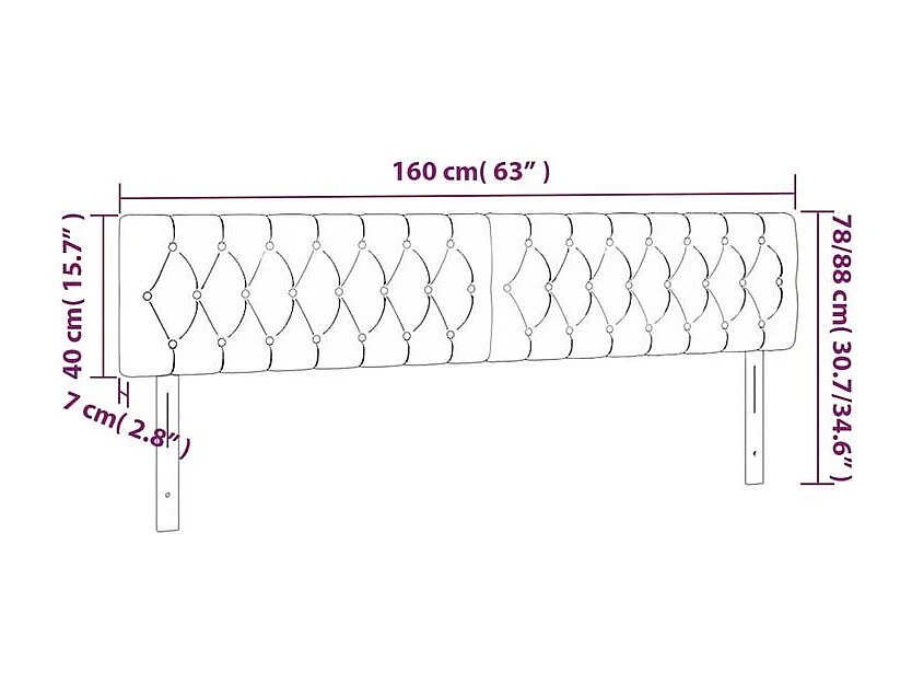 Tête de lit à LED Gris foncé 160x7x78-88 Tissu