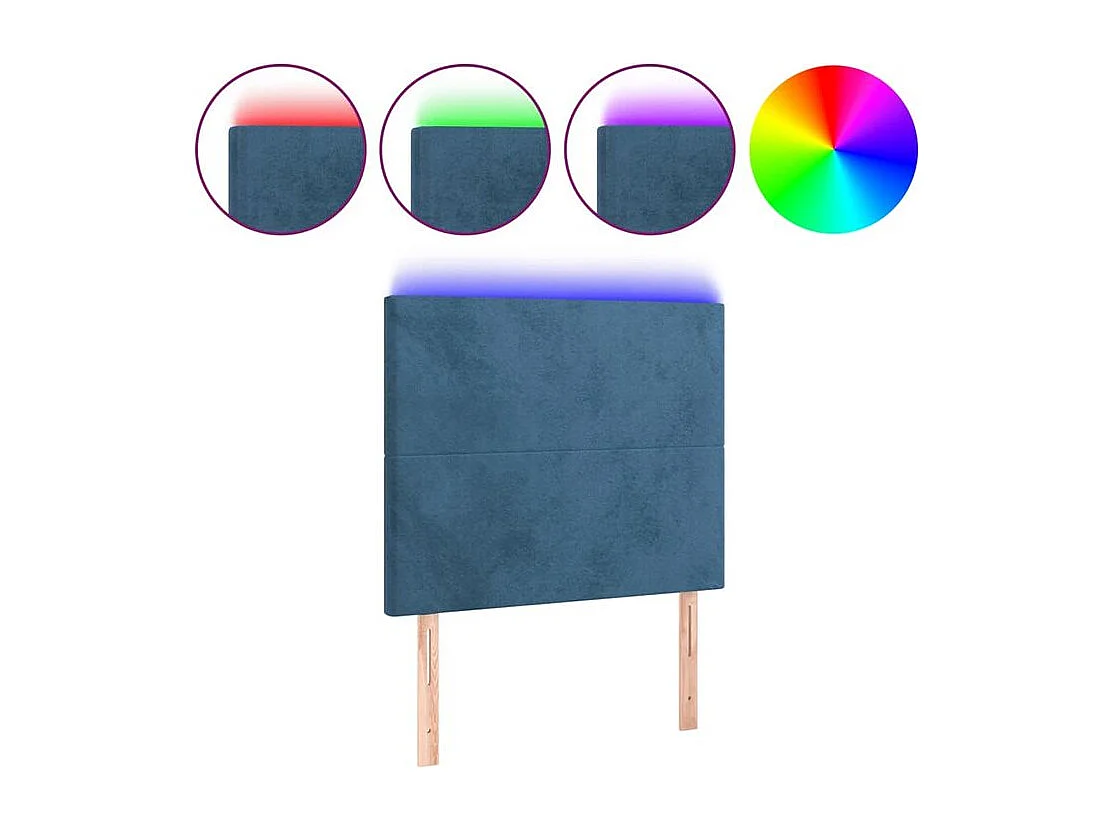 Tête de lit à LED Bleu foncé 90x5x118-128 Velours
