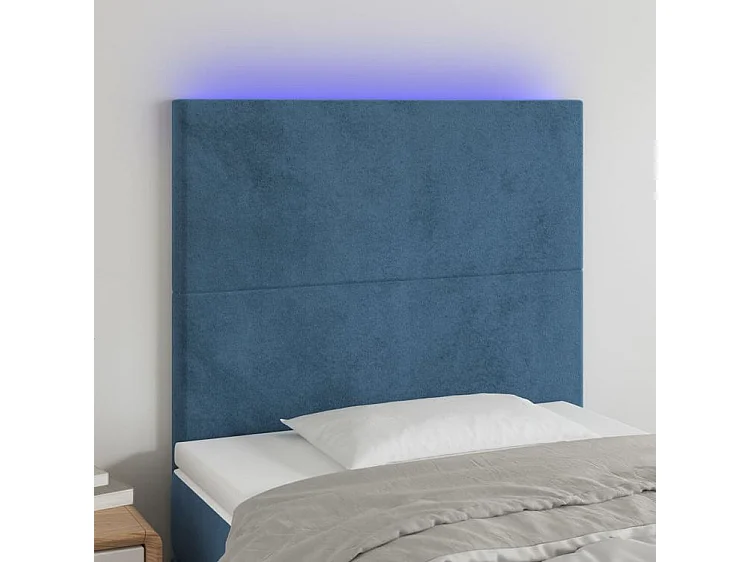 Tête de lit à LED Bleu foncé 90x5x118-128 Velours