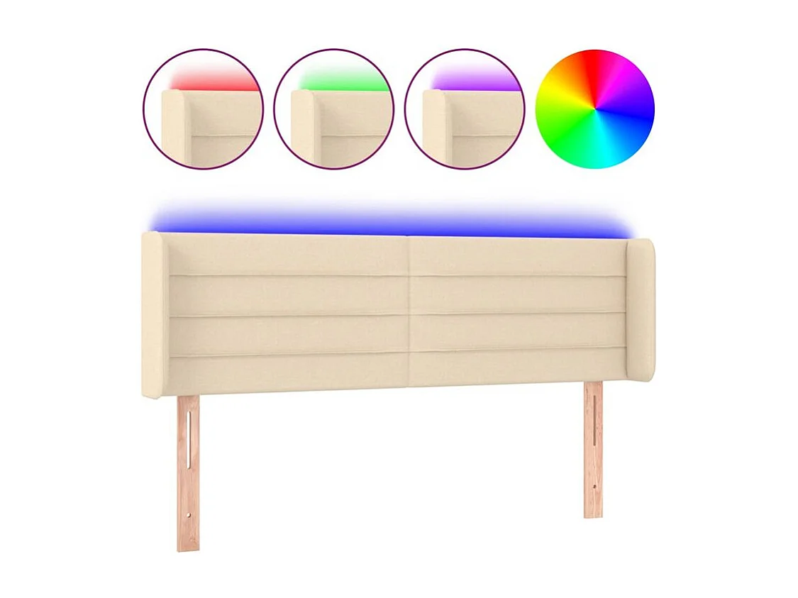 Tête de lit à LED Crème 147x16x78-88 Tissu