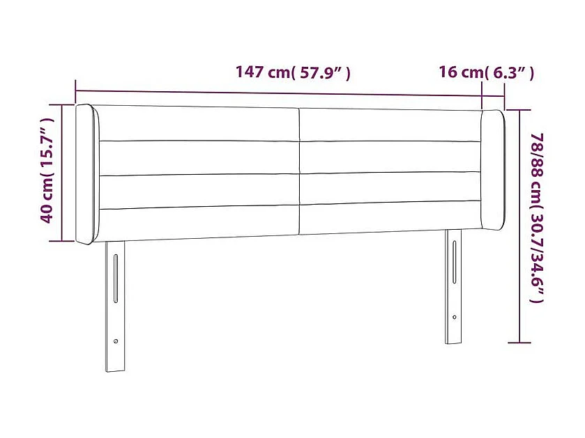 Tête de lit à LED Crème 147x16x78-88 Tissu