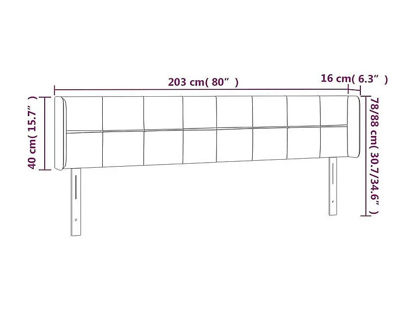 Tête de lit à LED Bleu 203x16x78-88 Tissu