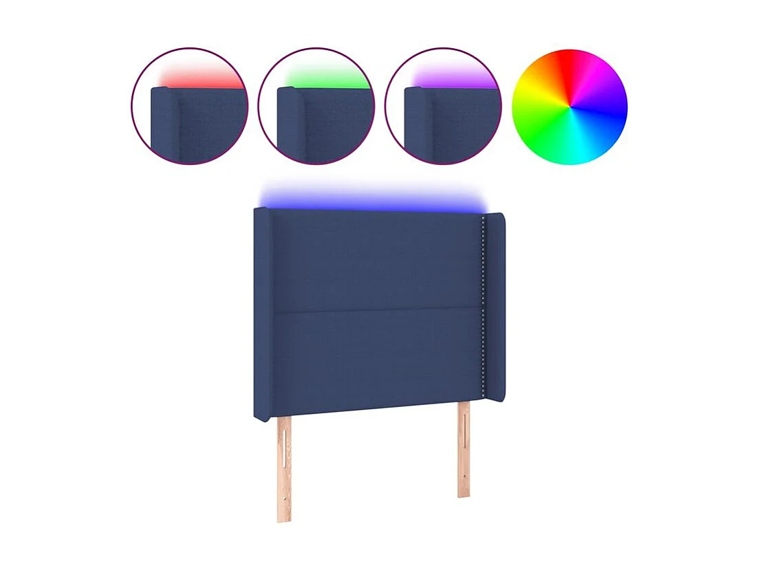 Tête de lit à LED Bleu 103x16x118-128 Tissu