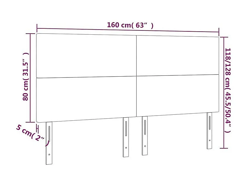 Tête de lit à LED Bleu foncé 160x5x118-128 Velours