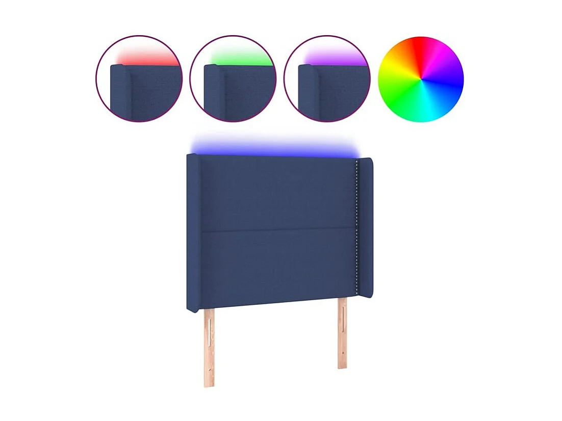 Tête de lit à LED Bleu 93x16x118-128 Tissu
