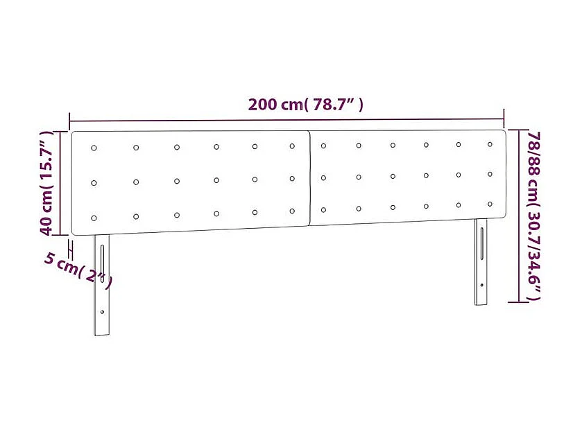Tête de lit à LED Crème 200x5x78-88 Tissu