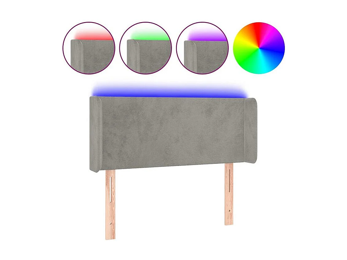 Tête de lit à LED Gris clair 83x16x78-88 Velours