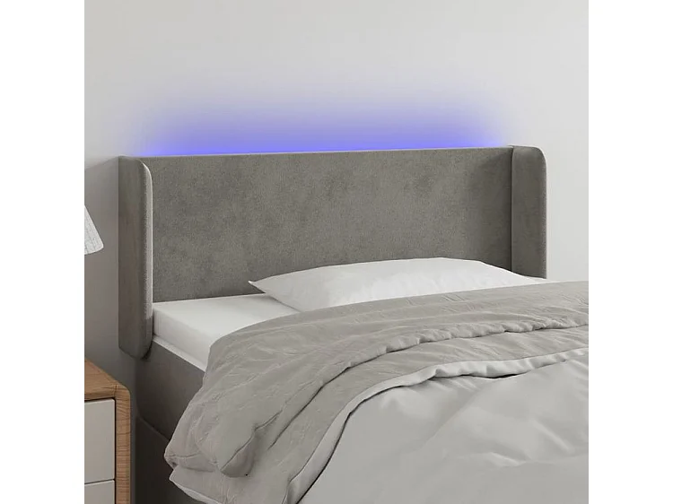 Tête de lit à LED Gris clair 83x16x78-88 Velours
