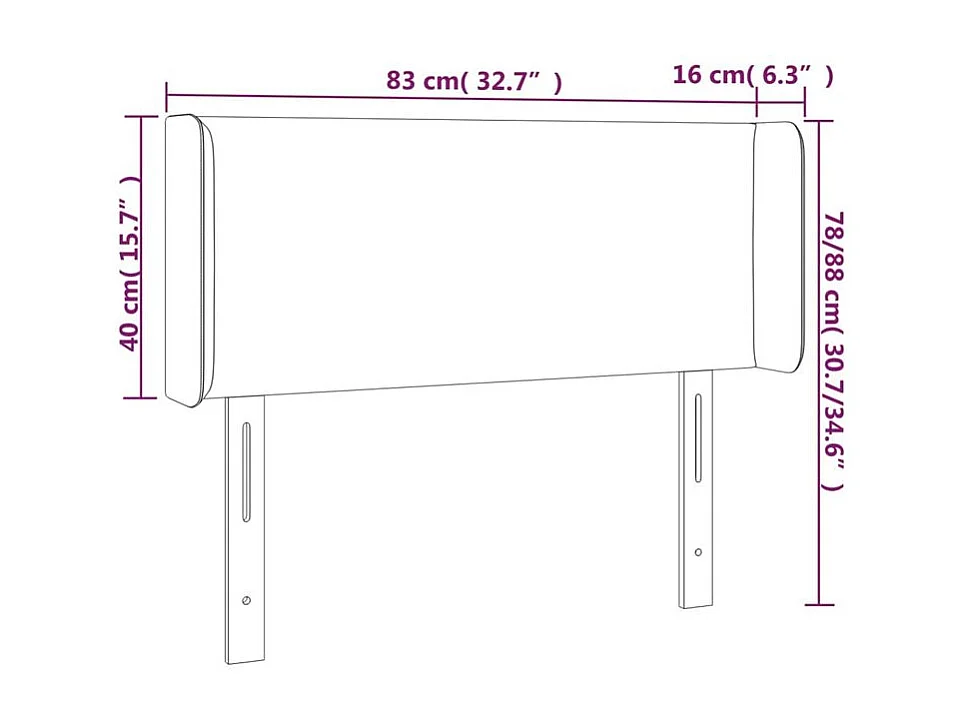 Tête de lit à LED Gris clair 83x16x78-88 Velours