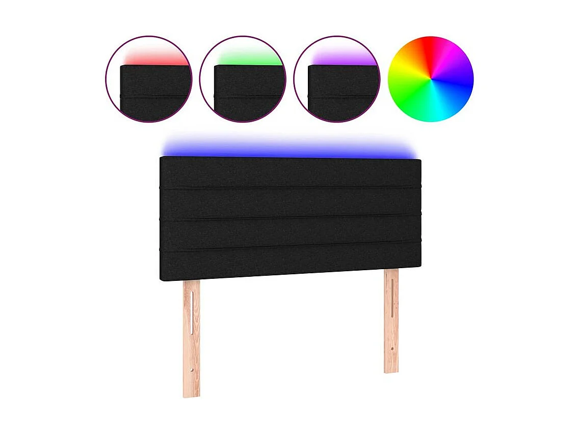 Tête de lit à LED Noir 100x5x78-88 Tissu
