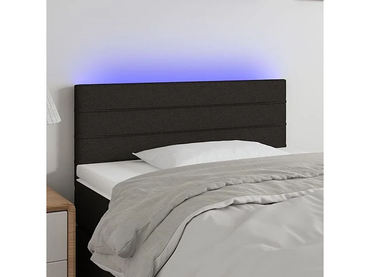 Tête de lit à LED Noir 100x5x78-88 Tissu