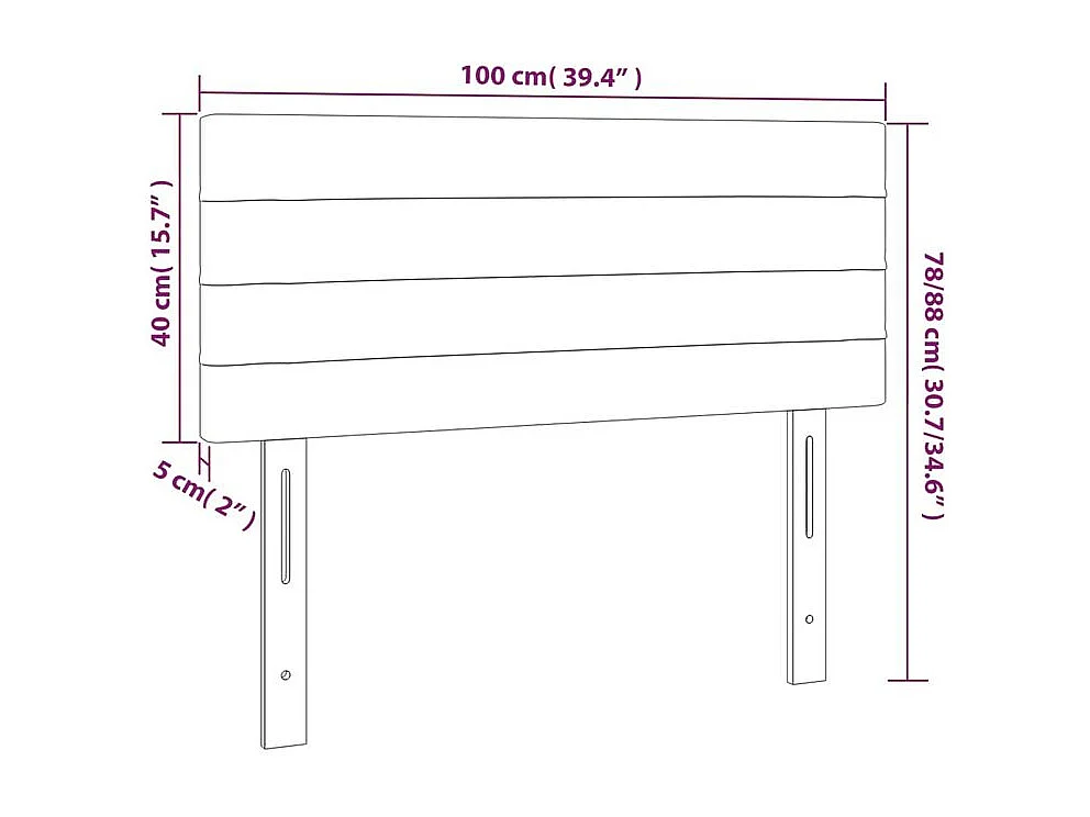 Tête de lit à LED Noir 100x5x78-88 Tissu