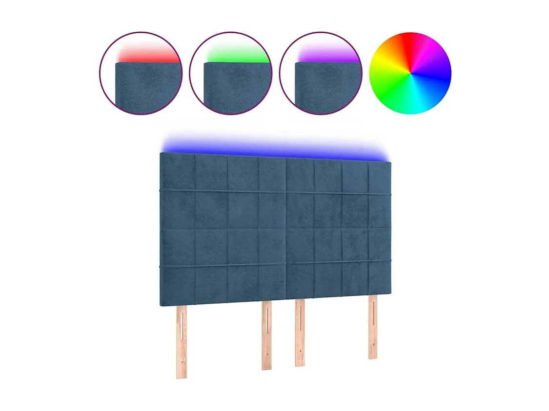 Tête de lit à LED Bleu foncé 144x5x118-128 Velours