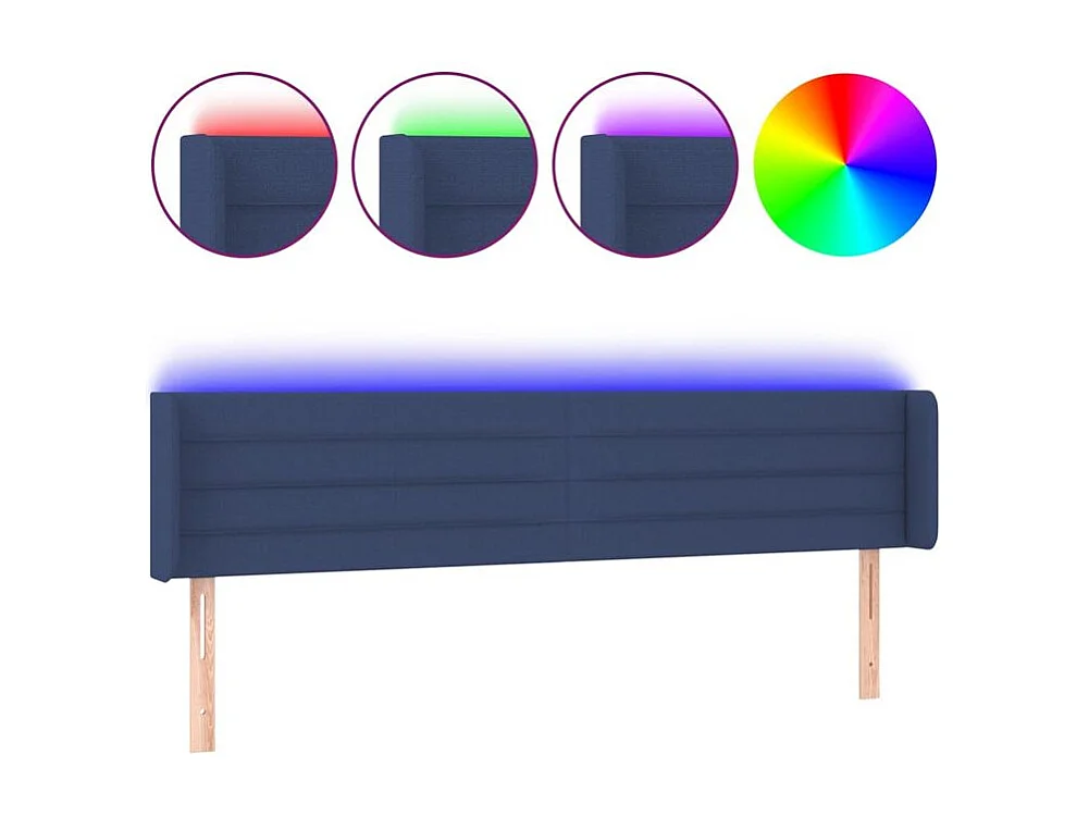 Tête de lit à LED Bleu 183x16x78-88 Tissu