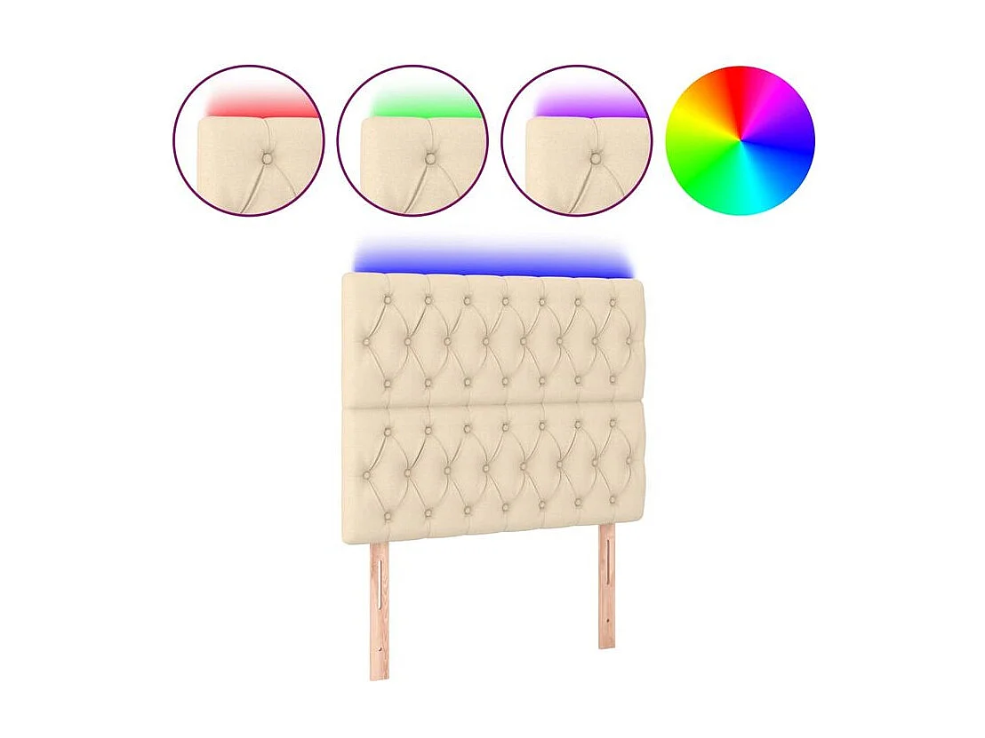 Tête de lit à LED Crème 90x7x118-1288 Tissu