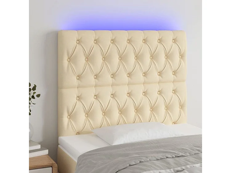 Tête de lit à LED Crème 90x7x118-1288 Tissu