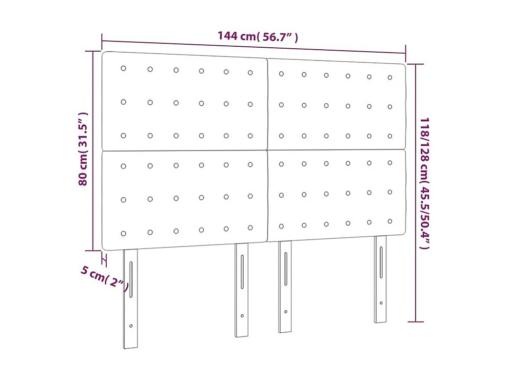Tête de lit à LED Gris foncé 144x5x118-128 Tissu