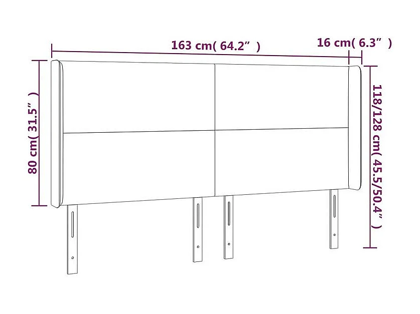 Tête de lit à LED Noir 163x16x118-128 Similicuir