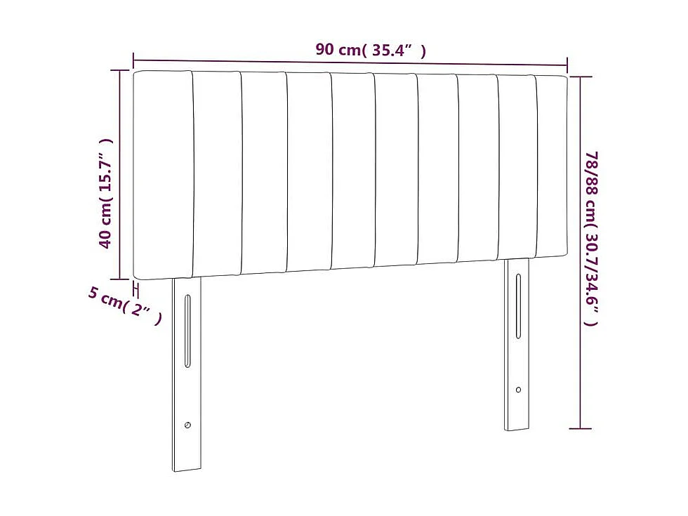 Tête de lit à LED Gris foncé 90x5x78-88 Tissu