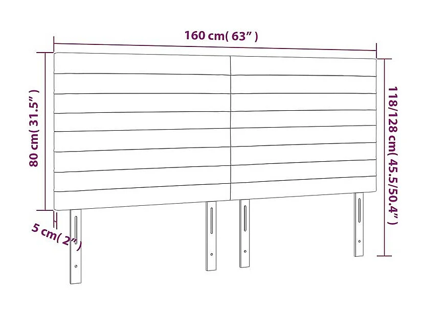 Tête de lit à LED Taupe 160x5x118-128 Tissu