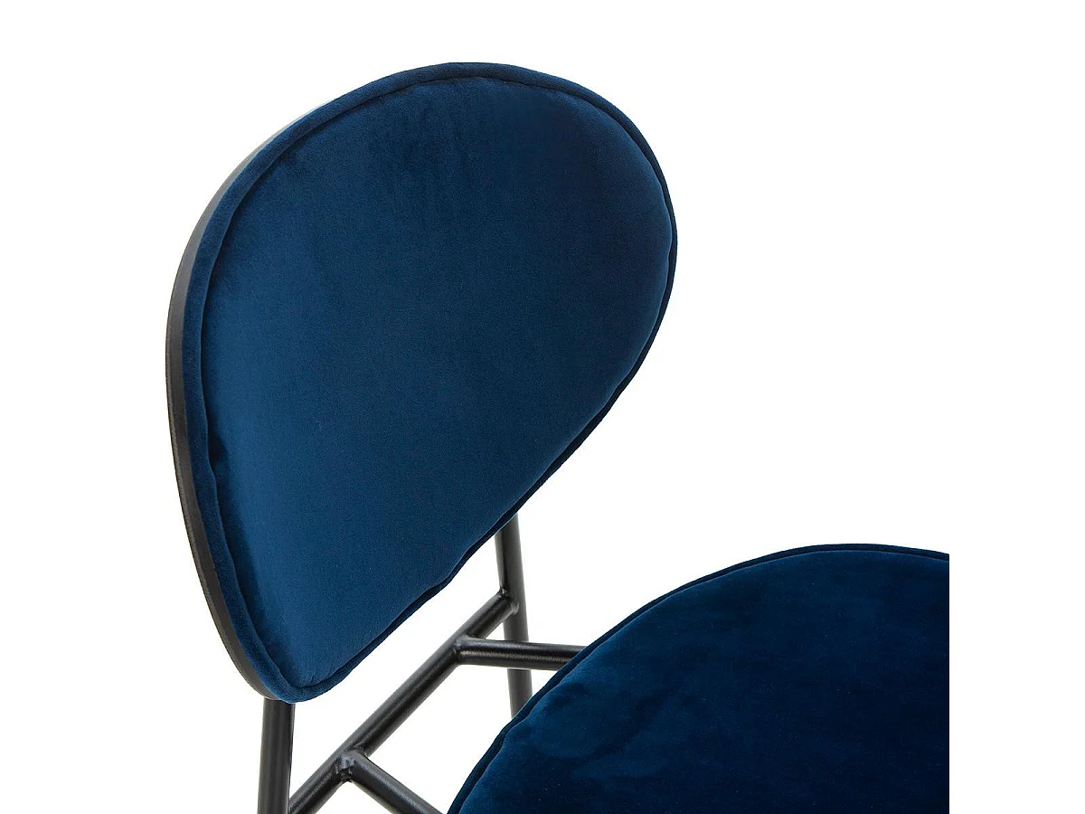 Lyam blauw fluwelen eetkamerstoel en zwart metalen poten