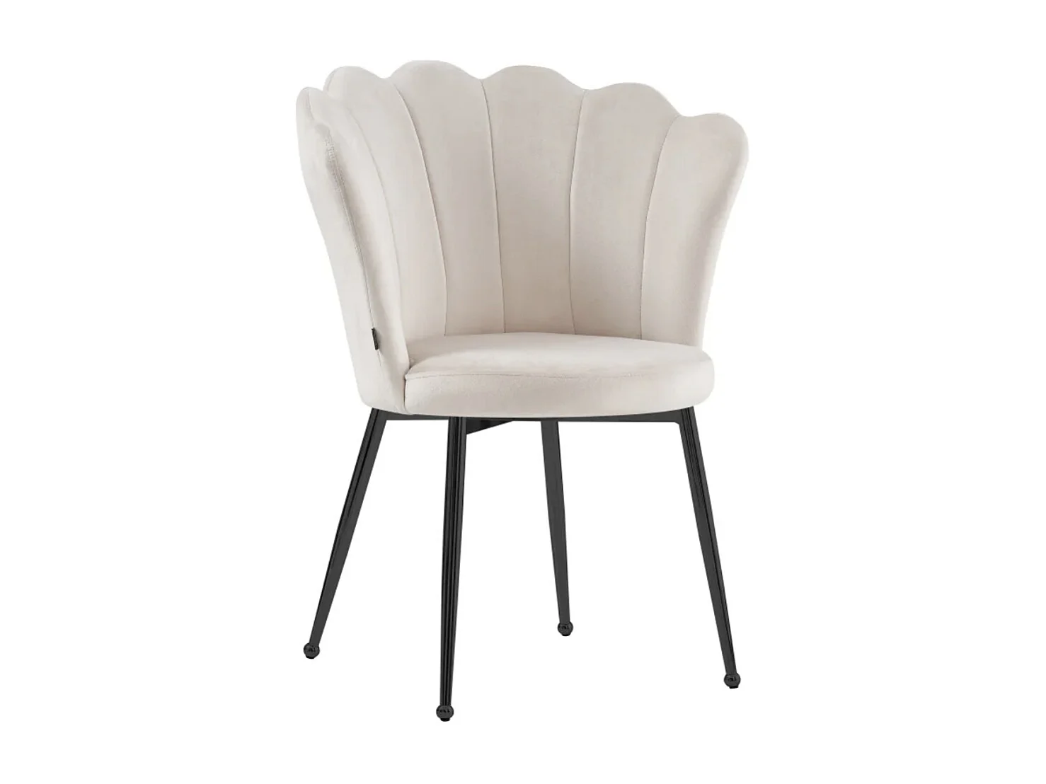 Chaise moderne velours et pied métal noir Pétale - Lot de 2-Beige clair