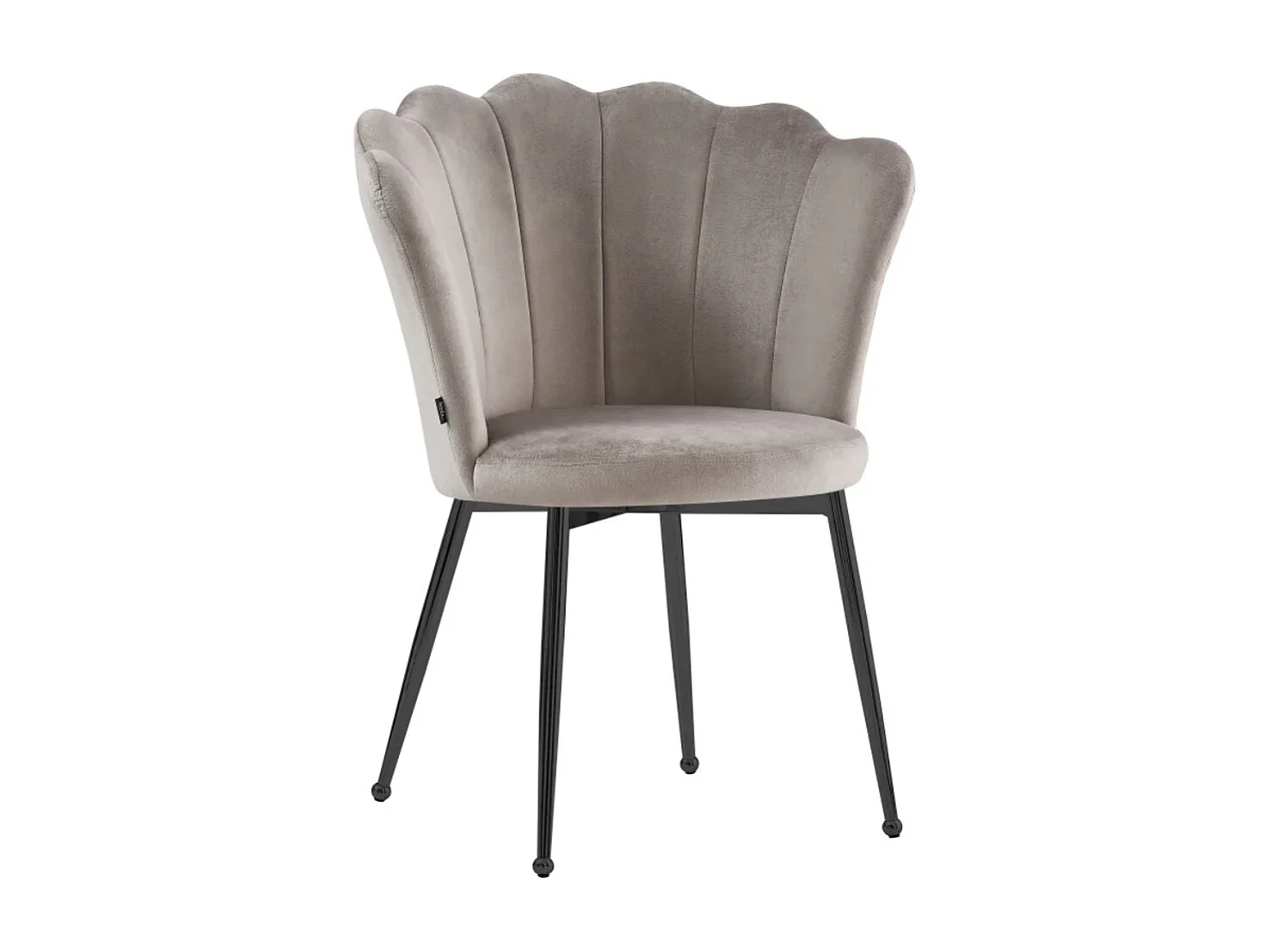 Chaise moderne velours et pied métal noir Pétale - Lot de 2-Beige clair