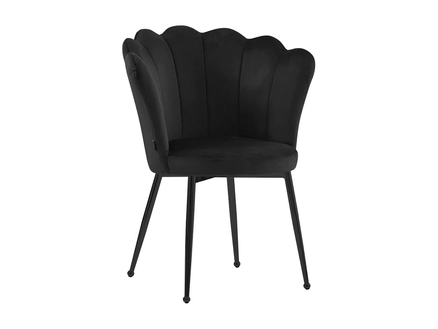 Chaise moderne velours et pied métal noir Pétale - Lot de 2-Beige clair