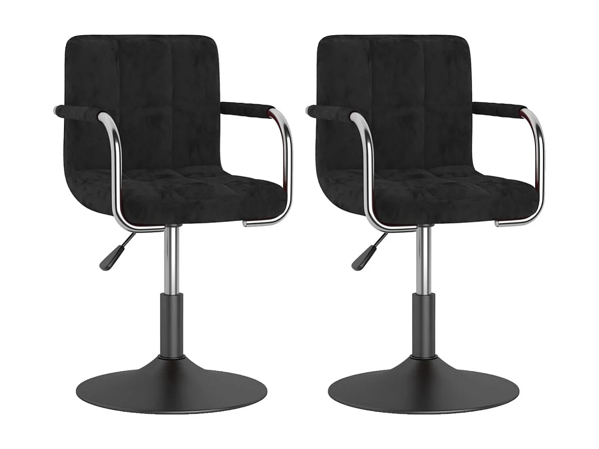 Chaise pivotante de salle à manger 2 pc Noir Velours 22