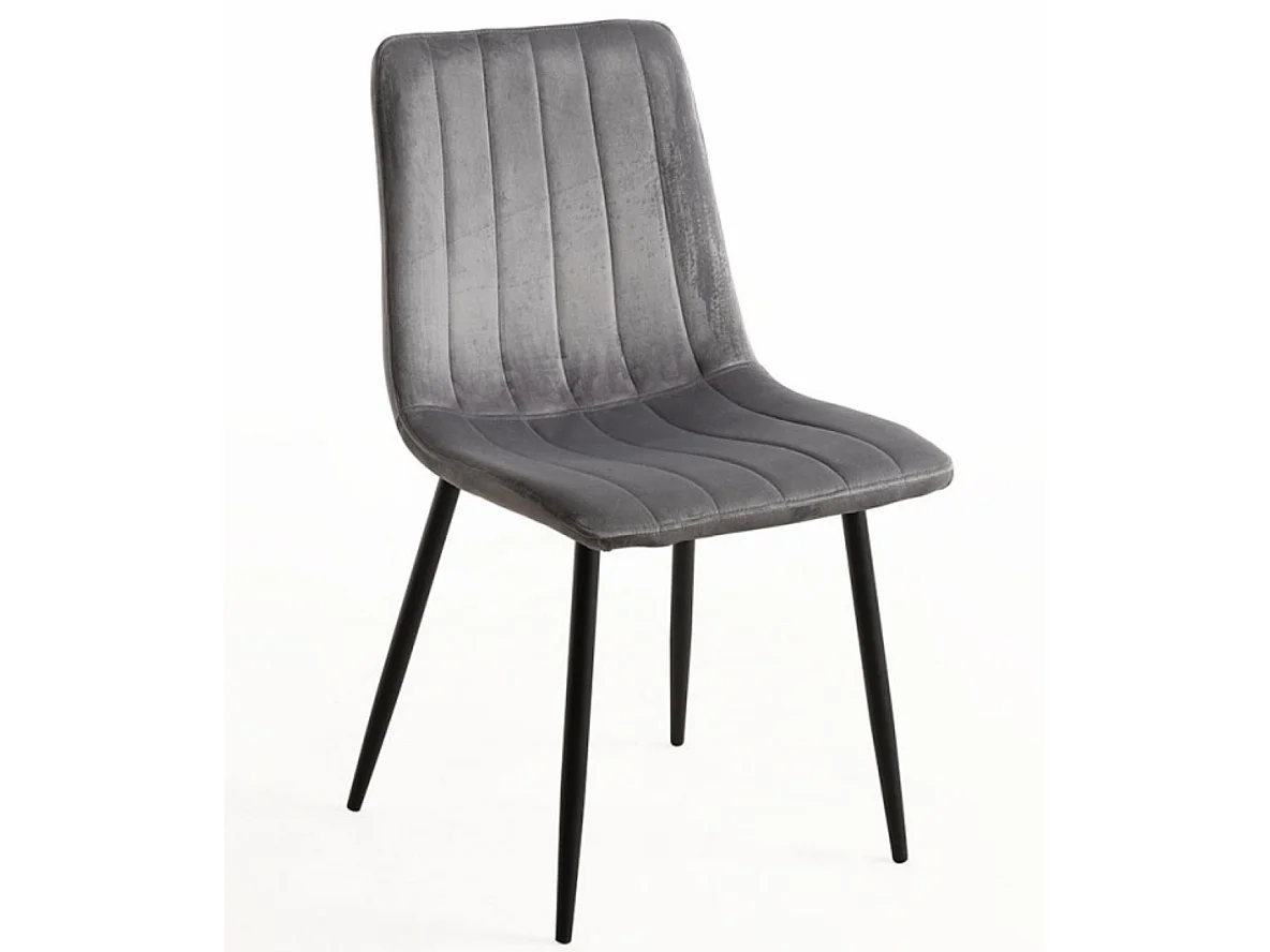 Juego de 2 sillas LONDA – Terciopelo y patas de acero negro-Gris