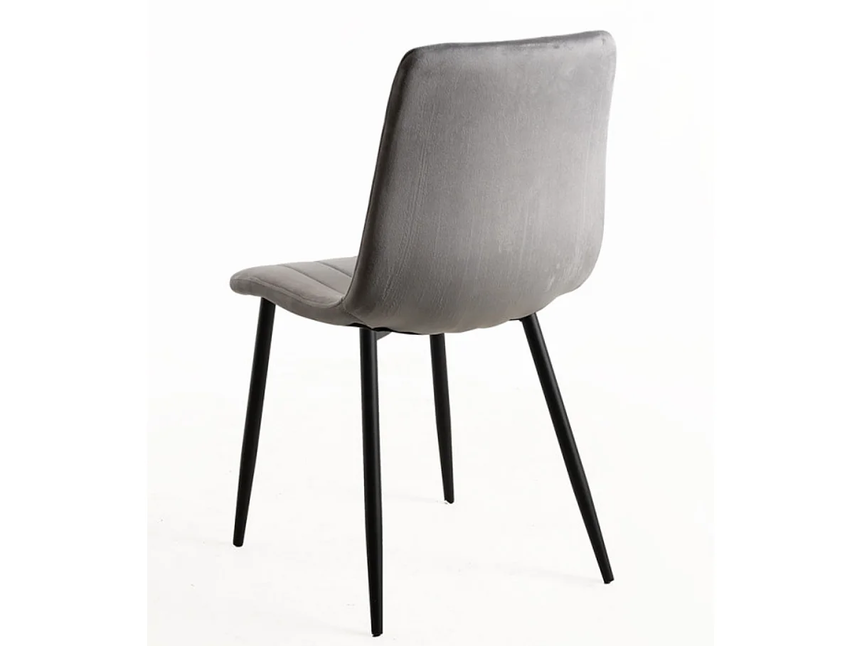 Juego de 2 sillas LONDA – Terciopelo y patas de acero negro-Gris