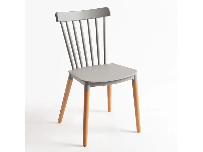 Chaise de cuisine Trina avec pied en métal effet naturel – Originale et fonctionnelle-Gris clair